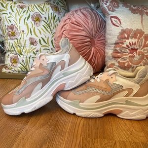 Chunky Platform Pink Women's Gunmetal Tennis Shoes Mom Sneakers Seafoam